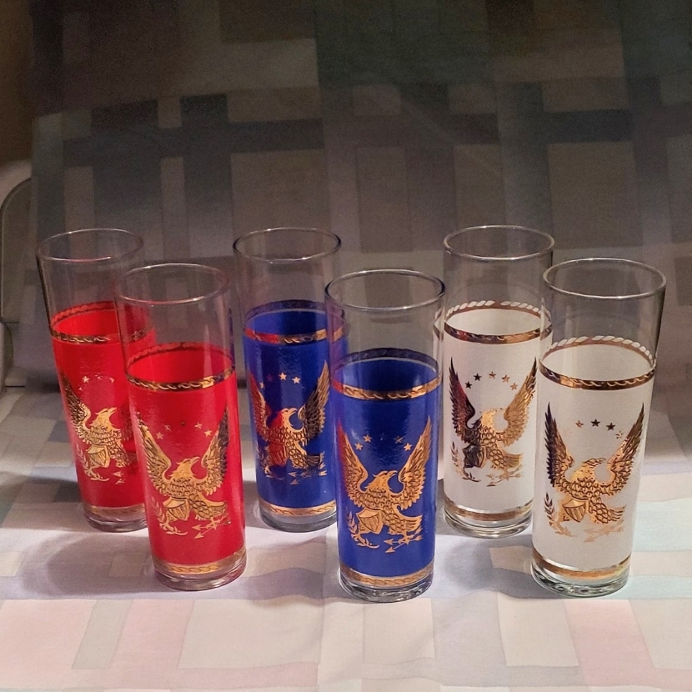 Vintage Patriotic Tom Collins Drink Glasses